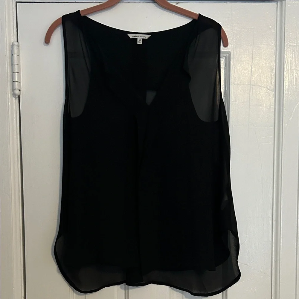 Naked Zebra Black Sheer Blouse